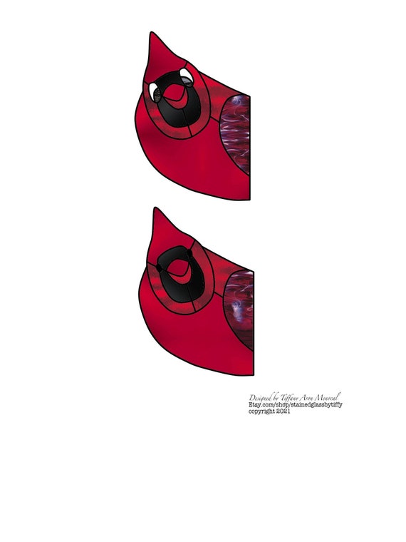 Peek a boo cardinal Stained Glass Pattern Digital Download