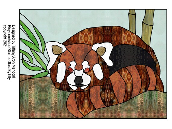 Red Panda Stained Glass Pattern Digital Download