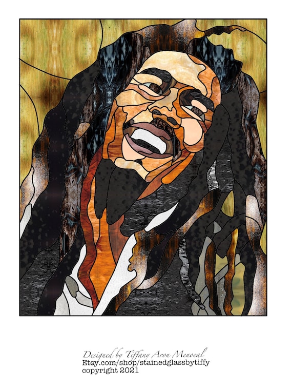 Bob Marley portrait Stained Glass Pattern Digital Download