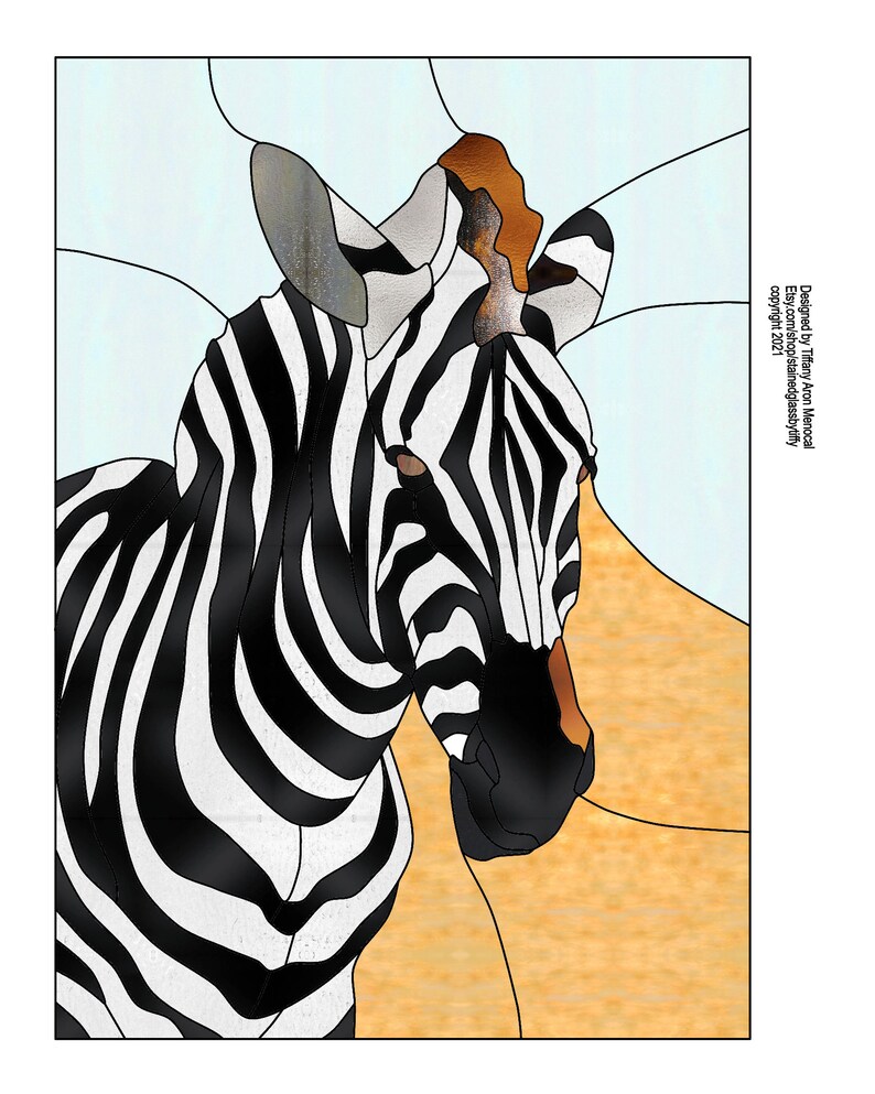 Zebra Stained Glass Pattern Digital Download Etsy