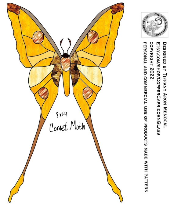 Comet moth moth Stained Glass Pattern Digital Download