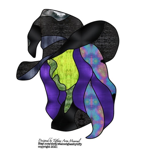 Witch Stained Glass Pattern Digital Download