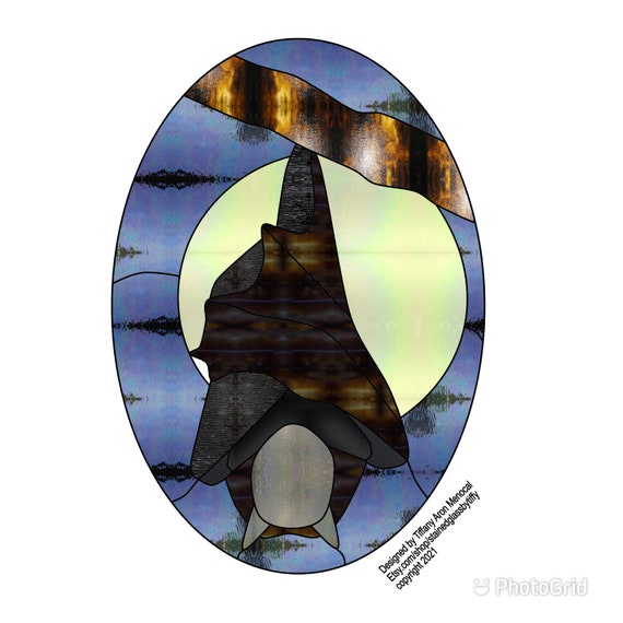Bat Stained Glass Pattern Digital Download
