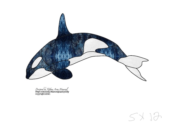 Killer whale orca Stained Glass Pattern Digital Download