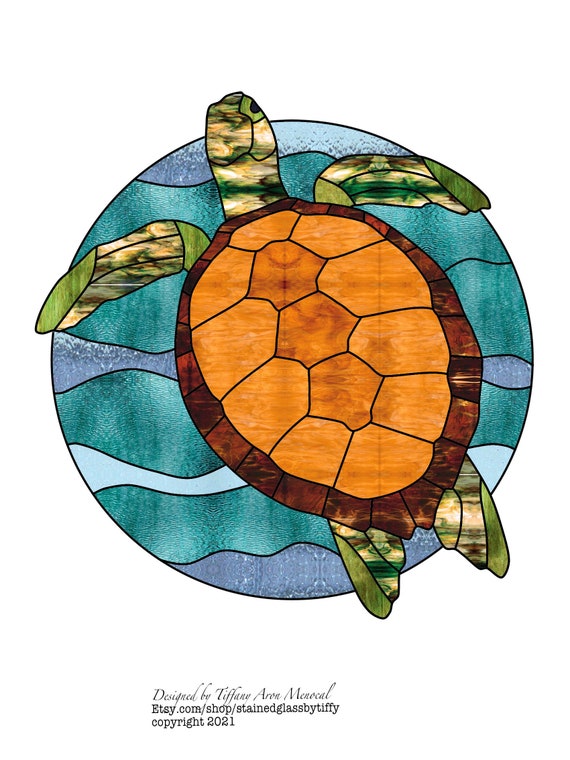 Sea Turtle Stained Glass Pattern Digital Download | Etsy