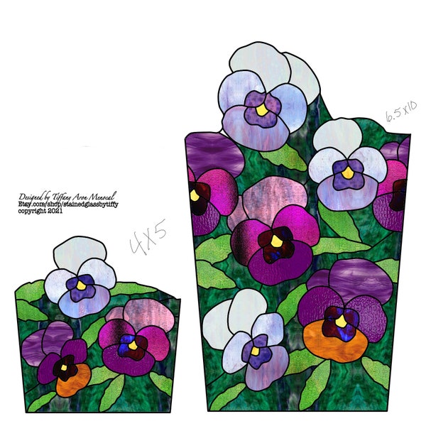 PANSY VOTIVE • Poppy Flower • Candle Holder • Stained Glass Pattern • Digital Download