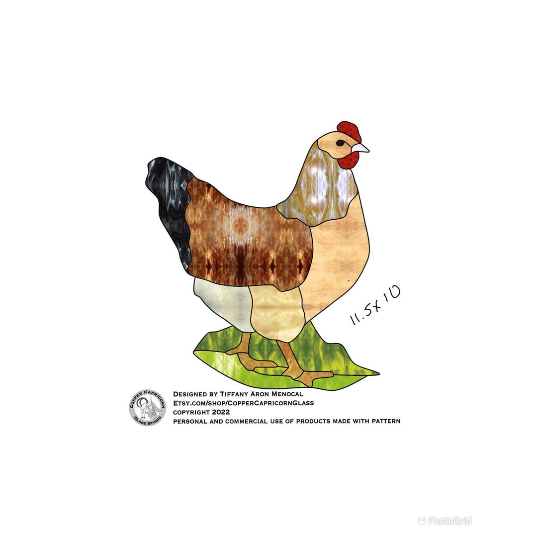 Hen Chicken Stained Glass Pattern Digital Download - Etsy