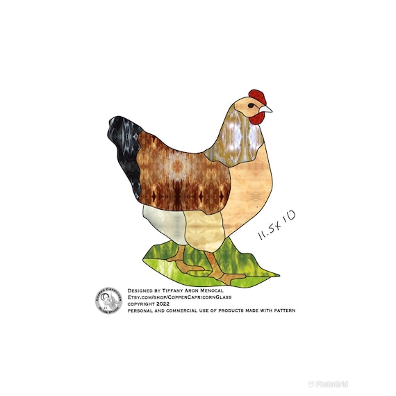 Hen chicken Stained Glass Pattern Digital Download