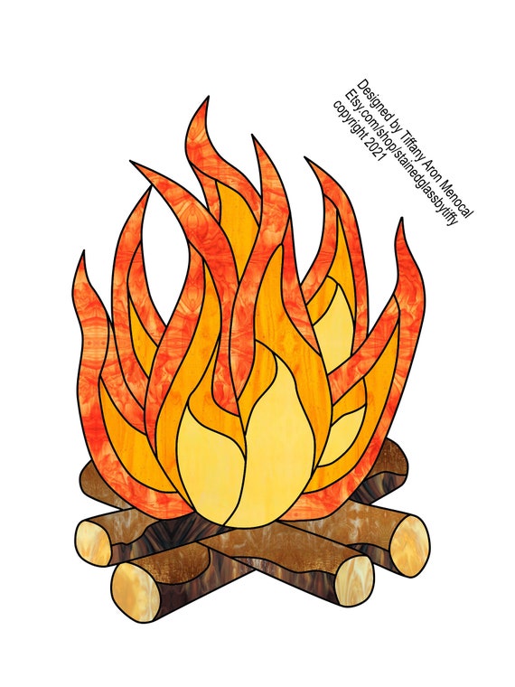 Campfire  Stained Glass Pattern Digital Download