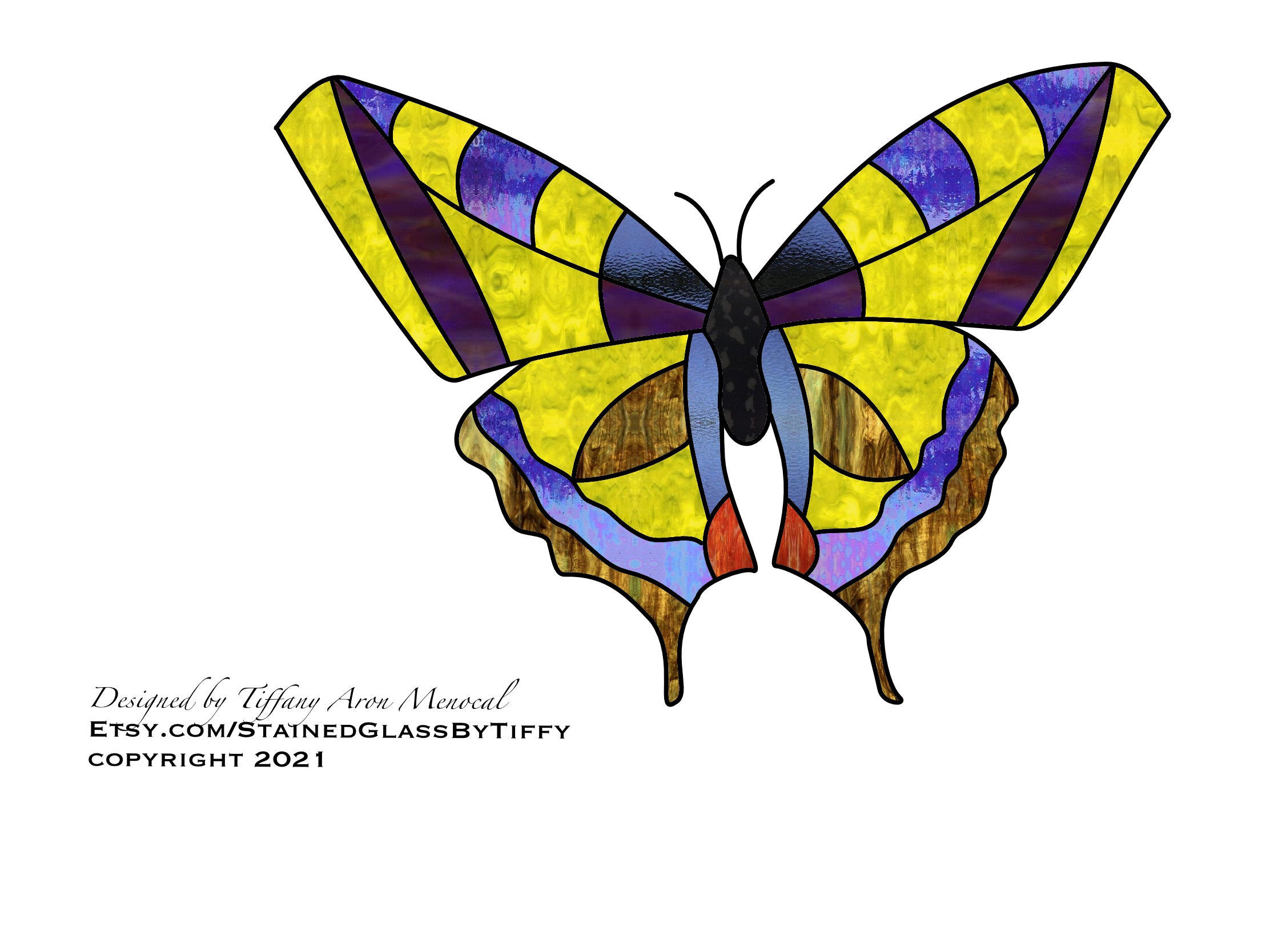Butterfly Stained Glass Pattern Digital Download Etsy