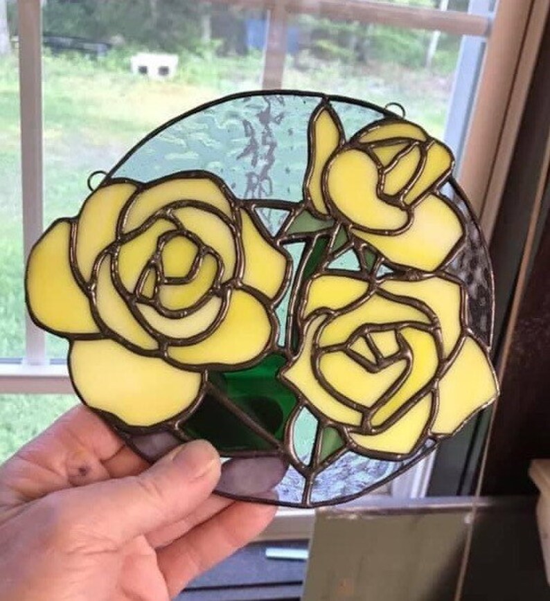 3 Roses Stained Glass Pattern ROSE • Flower • Stained Glass Pattern • Digital Download - Etsy