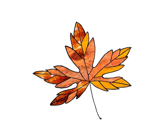 Maple Leaf Stained Glass Pattern Digital Download