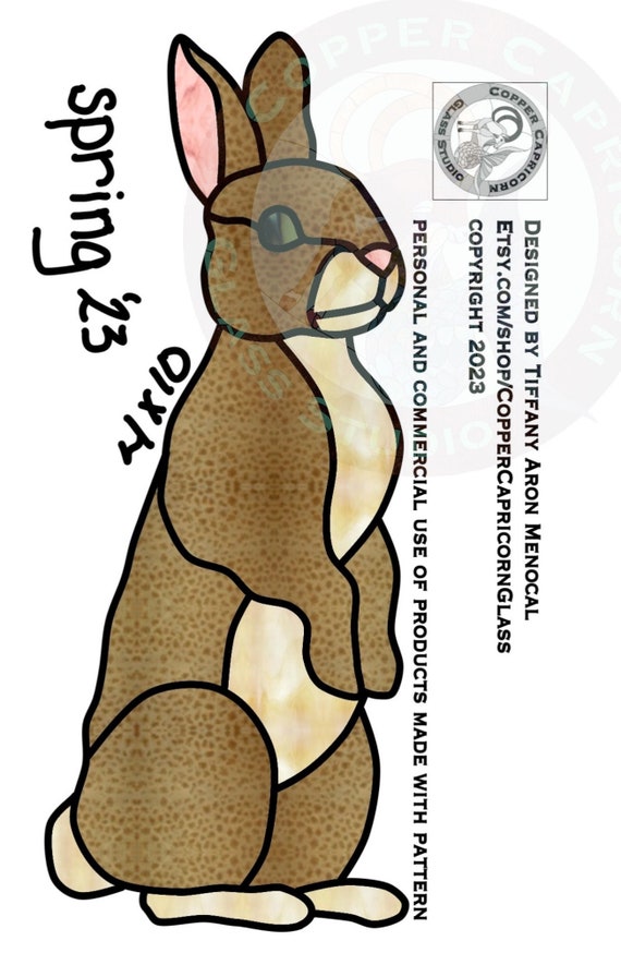 ALERT BUNNY • standing rabbit • Stained Glass Pattern • Digital Download