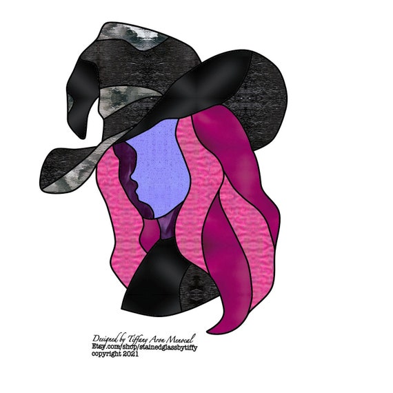 Young witch Stained Glass Pattern Digital Download