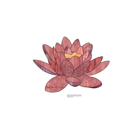WATER LILY • Lotus Flower • Stained Glass Pattern • Digital Download