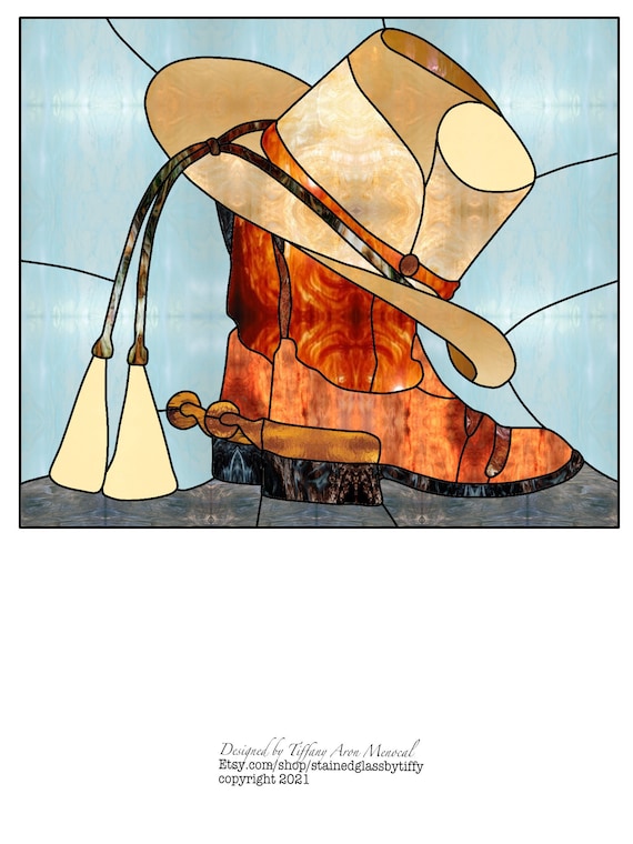 Cowboy boots Stained Glass Pattern Digital Download