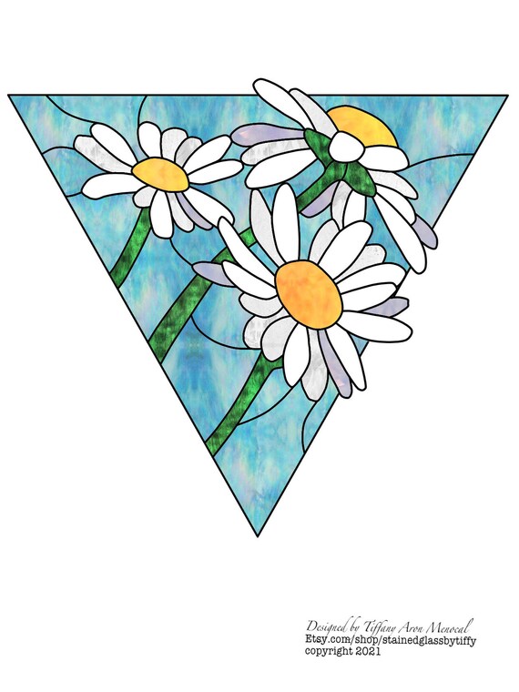 MARGUERITES • Daisies Daisy Flower • Stained Glass Pattern • Digital Download