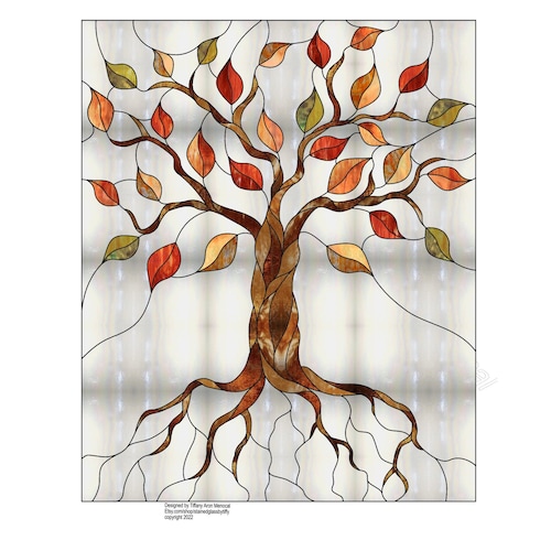 Tree Stained Glass Pattern PDF Digital File Stained Glass Etsy UK