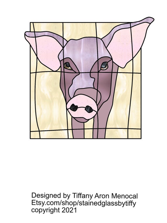 Pig Stained Glass Pattern Digital Download