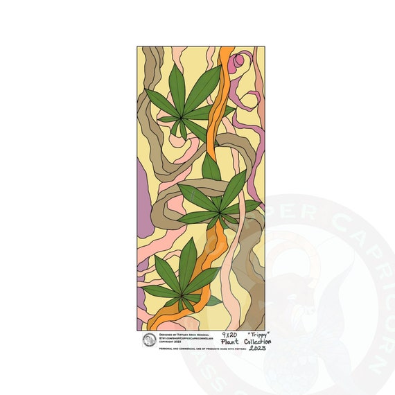 SMOKE TRAILS• weed leaf • Stained Glass Pattern • Digital Download