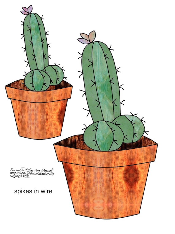 Phallic cactus cocktus Stained Glass Pattern Digital Download funny