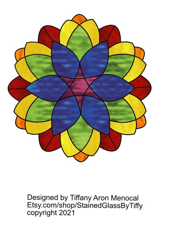 Geometric Kaleidoscope Stained Glass Pattern Digital Download Etsy