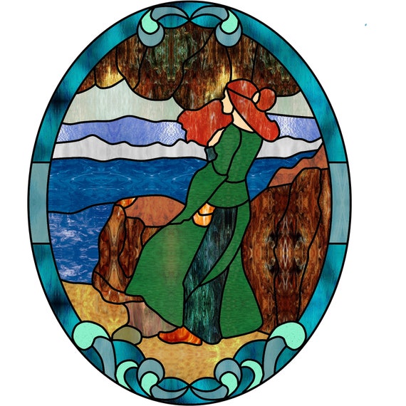 Miranda from the Tempest Stained Glass Pattern Digital Download