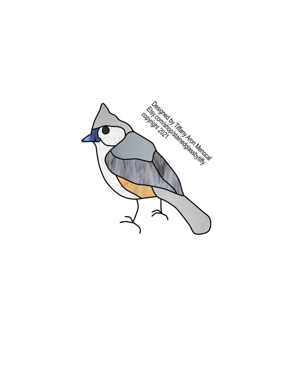 Titmouse bird  Stained Glass Pattern Digital Download