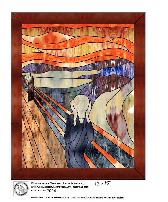SCREAM • famous painting by Edvard Munch •  - Stained Glass Pattern • Digital Download