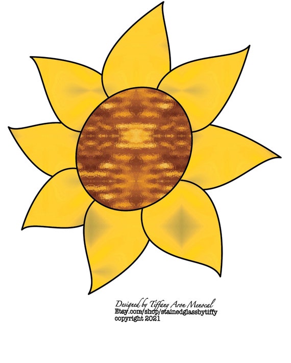 SUNFLOWER • Flower • Stained Glass Pattern • Digital Download
