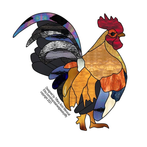 Serama chicken rooster Stained Glass Pattern Digital Download