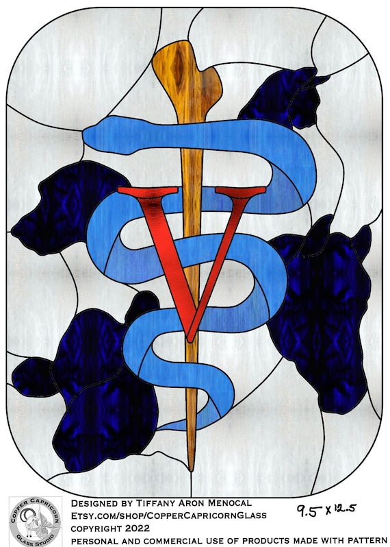 Veterinarian symbol  Stained Glass Pattern Digital Download