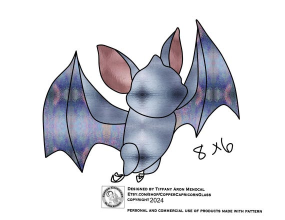 BAT  • cute flying bat • Stained Glass Pattern • Digital Download