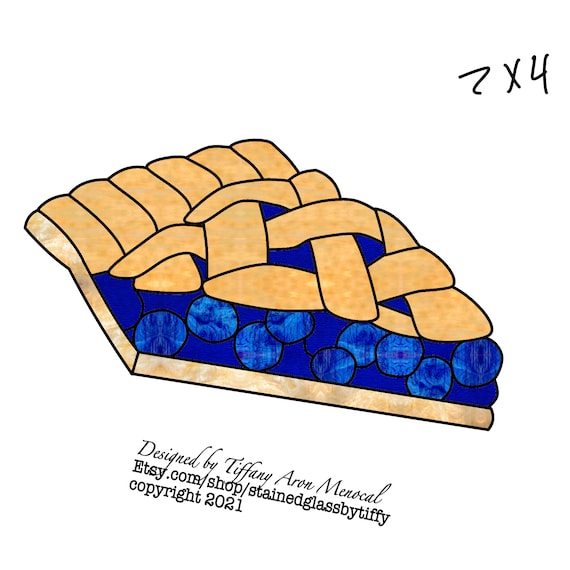 Blueberry pie Stained Glass Pattern Digital Download