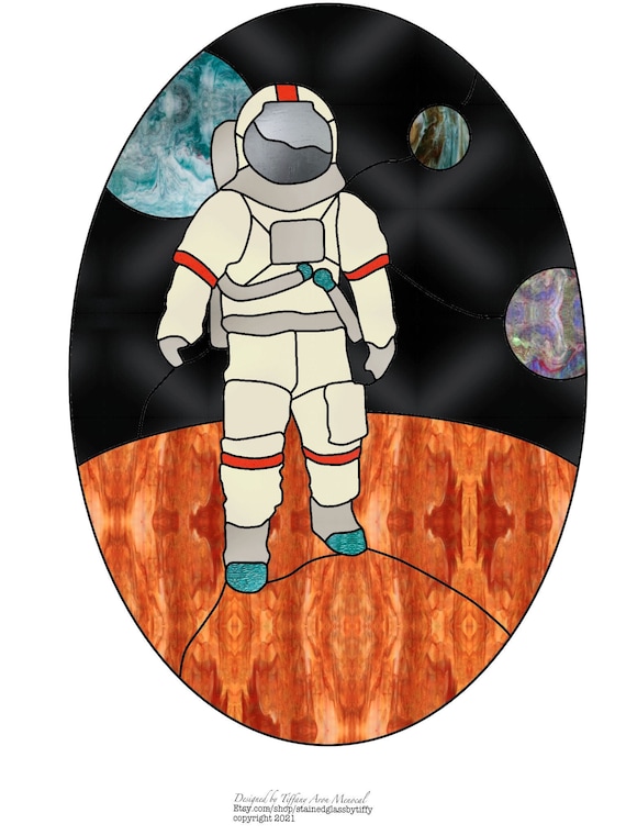 Astronaut in space  Stained Glass Pattern Digital Download
