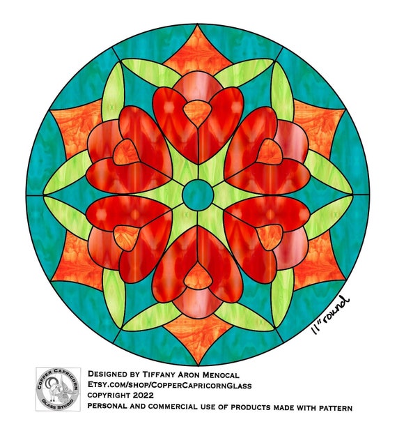 Mandala spring flower stained Glass Pattern Digital Download