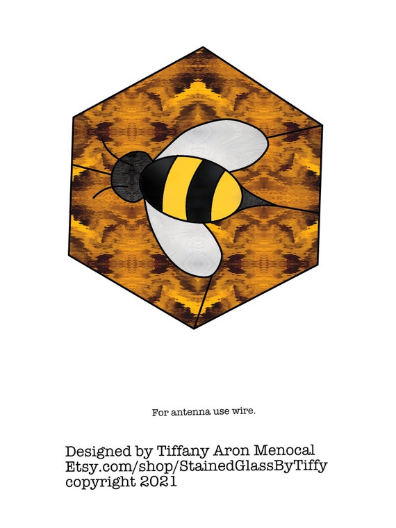Bee Honeycomb Stained Glass Pattern Digital Download Hexigon