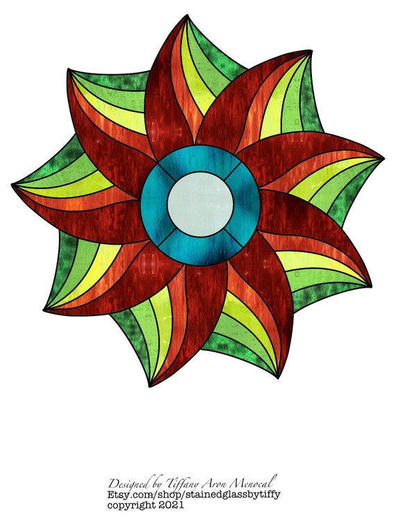 Geometric Pinwheel  Stained Glass Pattern Digital Download