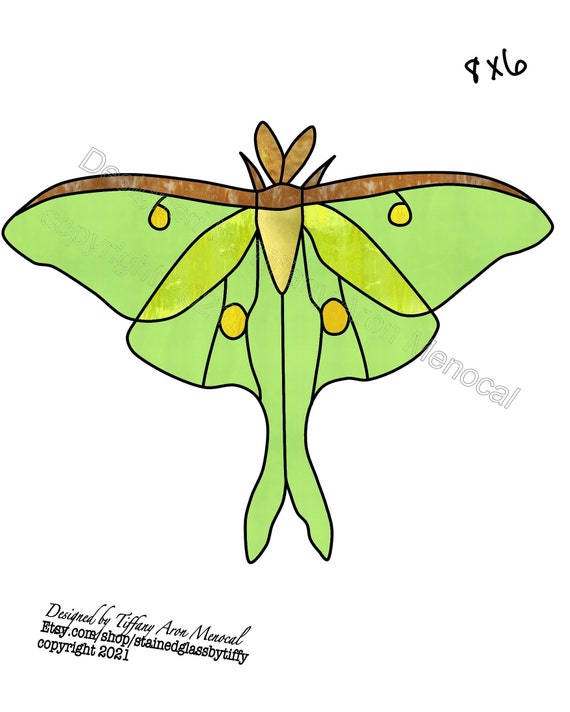 Lunar moth Stained Glass Pattern Digital Download