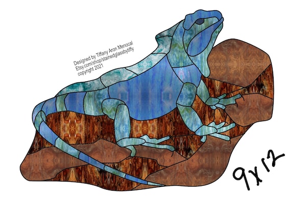 Iguana Stained Glass Pattern Digital Download