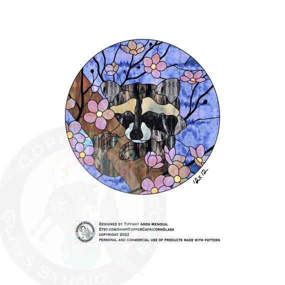 Raccoon Stained Glass Pattern Digital Download