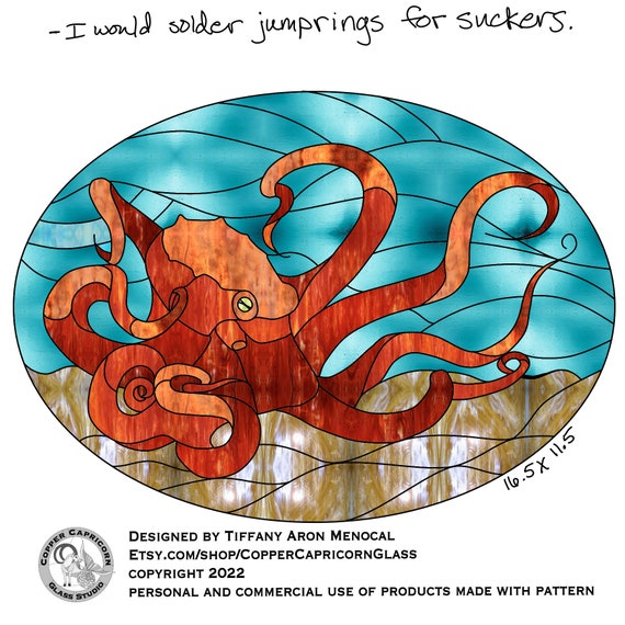 Octopus stained Glass Pattern Digital Download