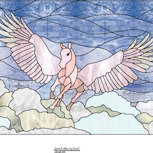 Pegasus horse stained Glass Pattern Digital Download