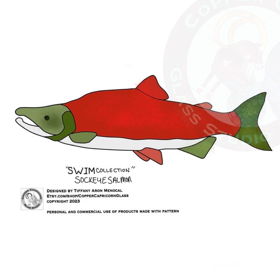 SOCKEYE • salmon fish • Stained Glass Pattern • Digital Download