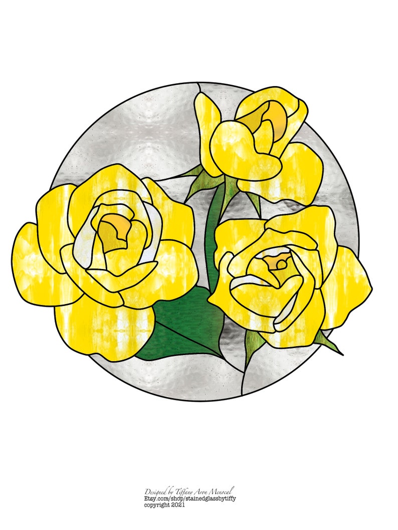 3 Roses Stained Glass Pattern ROSE • Flower • Stained Glass Pattern • Digital Download - Etsy