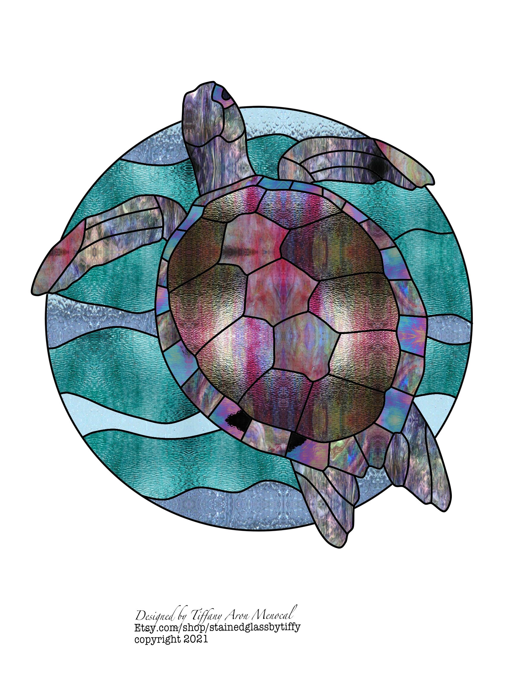 Sea Turtle Stained Glass Pattern Digital Download Etsy