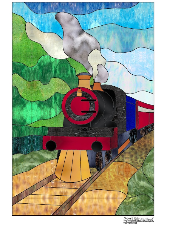 Train Stained Glass Pattern Digital Download