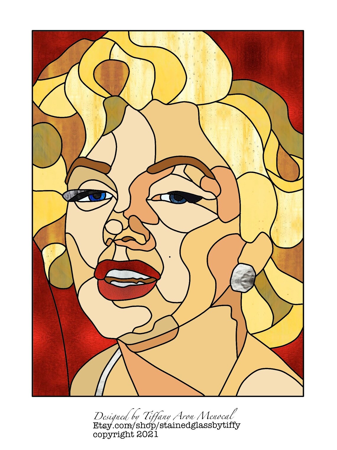 Marilyn Monroe Portrait Stained Glass Pattern Digital Download - Etsy