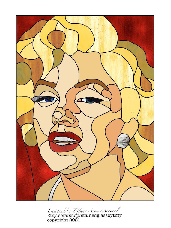 Marilyn Monroe portrait Stained Glass Pattern Digital Download