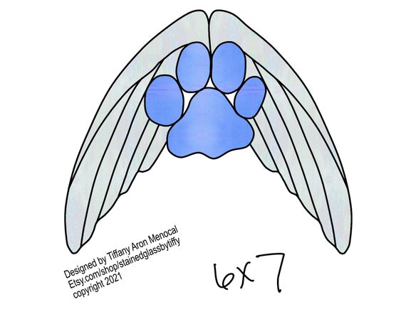 Angel paw for dog or cat Stained Glass Pattern Digital Download